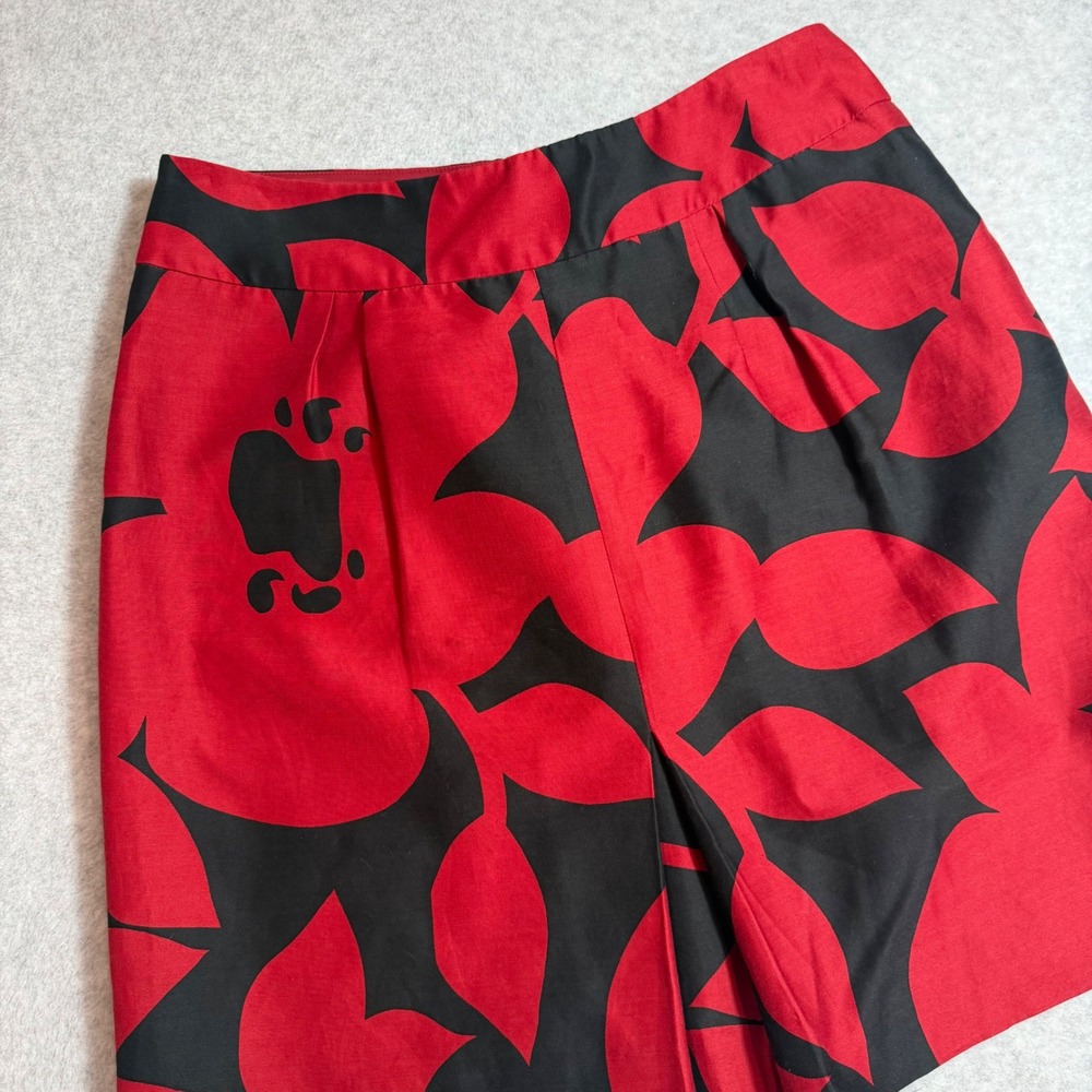Etcetera Dress Skirt Women Size 4 Red Black Floral Cotton Silk Blend NWOT